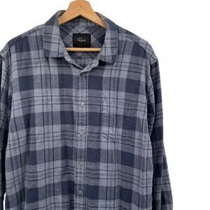 Rails L Wyatt sky blue/stel button down plaid shirt